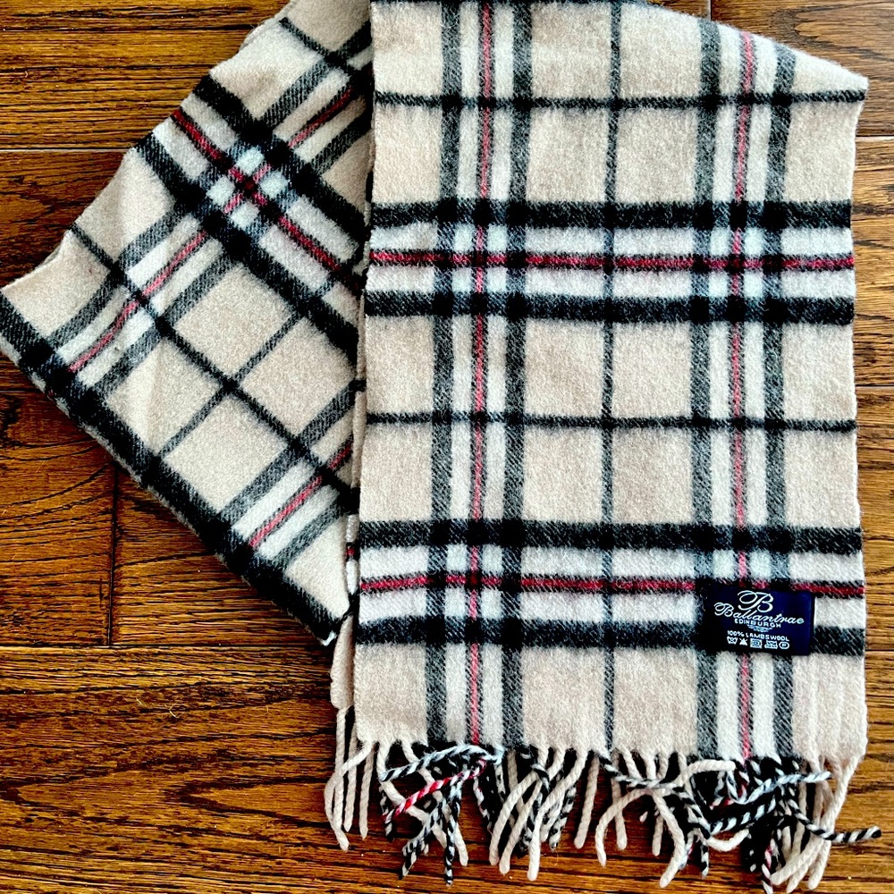 Beige Plaid Scarf